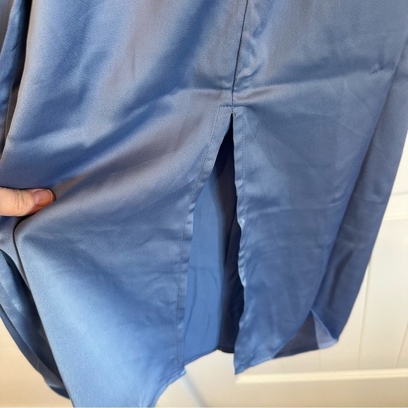 NWT WeWoreWhat blue satin charmeuse cowl midi dress strappy silky sexy - Picture 3 of 10